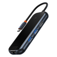 USB-хаб Baseus AcmeJoy 8-Port Type-C HUB Adapter（Type-C to HDMI*1+USB3.0*2+USB2.0*1+Type-C PD&Data*1+RJ45*1+SD/TF*1）Dark Grey (Цвет Темно-серый) - фото № 6