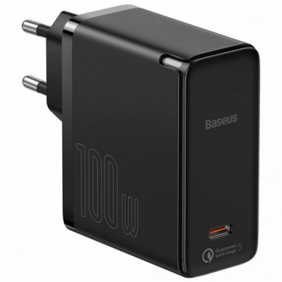 МЗП Baseus GaN2 Fast Charger 1C 100W Set Black (With Cable Type-C to Type-C 100W(20V/5A) 1.5m Black - зображення 1