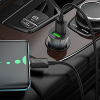 Автомобільний зарядний пристрій HOCO Z47 Transparent Discovery Edition dual port QC3.0 18W (Type-C) Transparent Black (Цвет Transparent black) - фото № 4