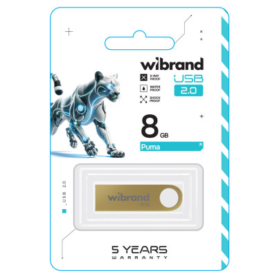 Flash Wibrand USB 2.0 Puma 8Gb Gold - зображення 2