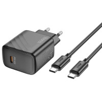 Мережевий зарядний пристрій HOCO CS22A Value single port PD30W charger set(Type-C to Type-C) Black (Цвет 7073) - фото № 4