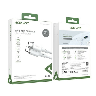 Кабель ACEFAST C2-03 Type-C to Type-C 3A, 60W, 1.2m, silicone, zinc connectors, White - зображення 4