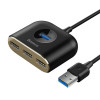 USB-Hub Baseus Square round 4 in 1 USB HUB Adapter(USB3.0 TO USB3.0*1+USB2.0*3) 1m Black - зображення 2