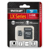 Карта пам'яті microSDXC (UHS-1) Patriot LX Series 64Gb class 10 (adapter SD)  - фото № 2