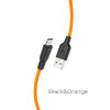 Кабель HOCO X21 Plus USB to Micro 2.4A, 1м, силікон, силіконові роз'єми, Black+Orange (6931474711908)