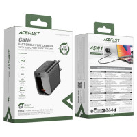 Мережевий зарядний пристрій ACEFAST A112 PD45W GaN single USB-C charger (EU) Black (Колір 7073) - фото № 2
