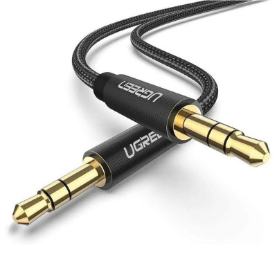 Аудіо кабель UGREEN AV112 3.5mm Male to 3.5mm Male Cable Gold Plated Metal Case with Braid 2m (Black) (UGR-50363) (UGR-50363) - изображение 2