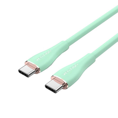 Кабель Vention USB 2.0 C Male to C Male 5A Кабель 2M Светло-зеленый силиконовый тип (TAWGH) - изображение 2