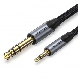 Кабель Vention Cotton Braided 3.5mm TRS Male to 6.35mm Male Audio Cable 1M Gray Aluminum Alloy Type (BAUHF)
