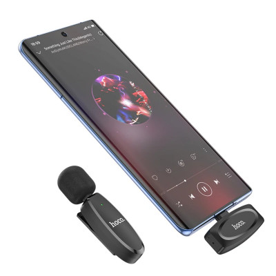 Мікрофон-петличка HOCO L15 Type-C Crystal lavalier wireless digital microphone Black - изображение 3