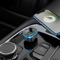 АЗП з FM-модулятором HOCO E62 Fast PD20W+QC3.0 car BT FM transmitter Black (Колір Черный) - фото № 6