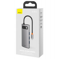 USB-хаб Baseus Metal Gleam Series 6-in-1 Multifunctional （Type-C to HDMI*1+USB3.0*3+PD*1+RJ45*1) (Колір Gray) - фото № 6
