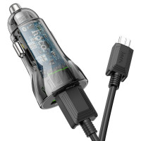 Автомобільний зарядний пристрій HOCO Z47 Transparent Discovery Edition dual port QC3.0 18W (Micro) Transparent Black (Цвет Черный) - фото № 4