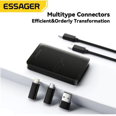 Комплект адаптерів Essager geometric multifunctional data cable storage box  black (ECJHZ-JH01-P) - изображение 2