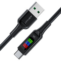 Кабель ACEFAST C7-04 USB to Type-C 3A, 1.2m, nylon, zinc connectors, LED, Black (Цвет Черный) - фото № 2