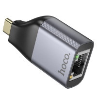 Перехідник HOCO UA35 Type-C to RJ45 adapter Metal Gray