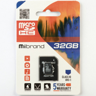 microSDHC (UHS-1) Mibrand 32Gb class 10 (adapter SD) - изображение 1