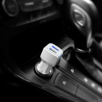 Автомобільний зарядний пристрій HOCO Z23 grand style dual-port car charger set with iP cable White (Цвет Белый) - фото № 6