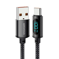 Кабель Essager Enjoy LED Digital Display USB Charging Cable USB A to Type C 100W 1m black (EXCT-XY01-P) (Колір Черный), Атикул k44912 |  купить на VILKI.NET - фото № 1