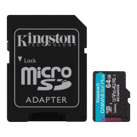 Карта пам'яті microSDXC (UHS-1 U3) Kingston Canvas Go! Plus 64Gb class 10 A2 V30 (R200MB/s) (adapter SD) , Атикул k58812 |  купить на VILKI.NET - фото № 1