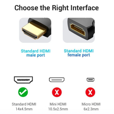 Адаптер Vention HDMI Male to Female Adapter Black (AIMB0) - изображение 5