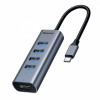 USB-Hub Baseus Enjoy series Type-C to USB3.0*4+HD4K HD intelligent HUB adapter Grey