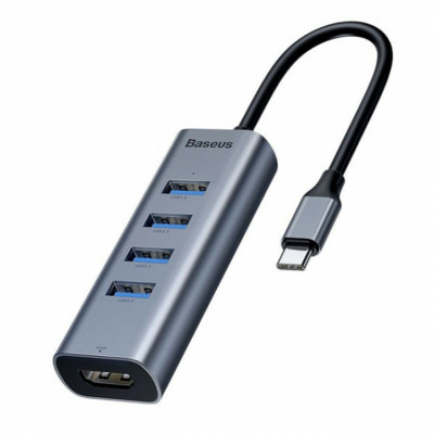 USB-Hub Baseus Enjoy series Type-C to USB3.0*4+HD4K HD intelligent HUB adapter Grey - изображение 1