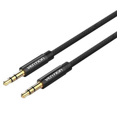Кабель Vention Fabric Braided 3.5mm Male to Male Audio Cable 3M Black Metal Type (BAGBI) - зображення 1