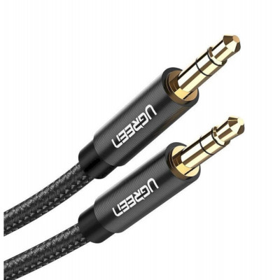 Аудіо кабель UGREEN AV112 3.5mm Male to 3.5mm Male Cable Gold Plated Metal Case with Braid 2m (Black) (UGR-50363) (UGR-50363) - зображення 1