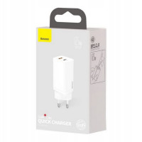 Мережевий зарядний пристрій Baseus GaN2 Lite Quick Charger C+U 65W EU White (Колір 7068) - фото № 2