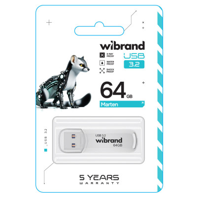 Flash Wibrand USB 3.2 Gen1 Marten 64GB White - зображення 2