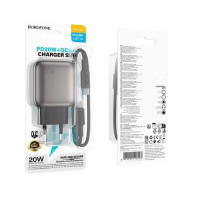 Мережевий зарядний пристрій BOROFONE BAS54A Absolute PD20W+QC3.0 charger set (C to iP) (EU) Black (Цвет 7073) - фото № 2