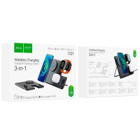 Бездротовий зарядний пристрій HOCO CQ1 Geek folding 3-in-1 magnetic wireless fast charger(for iWatch) Black (Цвет Черный) - фото № 8