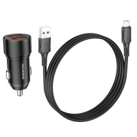 Автомобільний зарядний пристрій BOROFONE BZ19B Wisdom 36W dual port QC3.0 car charger set(Micro) Black (Цвет Черный) - фото № 2