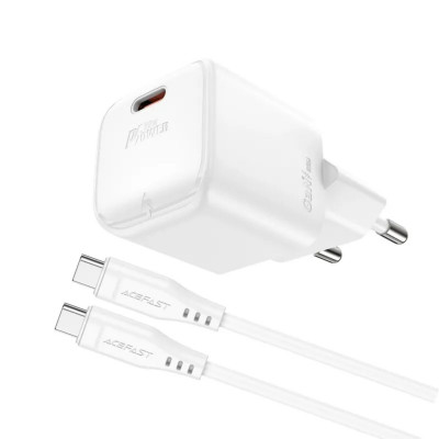 Мережевий зарядний пристрій ACEFAST A73 mini PD20W GaN single USB-C charger set (C3-03) White - изображение 2