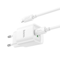 Мережевий зарядний пристрій HOCO C147A Charm PD20W+QC3.0 charger set (C to iP)(EU) White (Колір Білий) - фото № 5