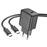 Мережевий зарядний пристрій HOCO CS22A Value single port PD30W charger set(Type-C to Type-C) Black (Цвет 7073) - фото № 3