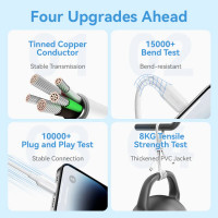 Кабель Vention USB 2.0 Type-C Male to Lightning Male 3A Cable 2M Black PVC Type (Колір Black) - фото № 8