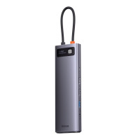 USB-хаб Baseus Metal Gleam Series 12-in-1 Multifunctional Type-C HUB Docking Station Gray (Колір Gray) - фото № 4