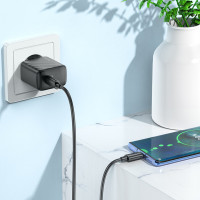 Мережевий зарядний пристрій HOCO CS22A Value single port PD30W charger set(Type-C to Type-C) Black (Цвет 7073) - фото № 7
