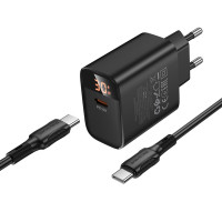 Мережевий зарядний пристрій BOROFONE BA97A Ilustre single-port PD30W charger with digital display set (C to C) (EU) Black (Цвет 7073) - фото № 5