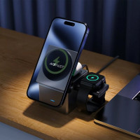 Бездротовий зарядний пристрій ACEFAST E18 Rubik's Cube 3-in-1 wireless charging holder Metal Gray (Цвет Metal Gray) - фото № 8