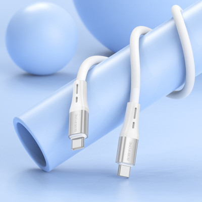 Кабель BOROFONE BX88 Solid 60W silicone charging data cable for Type-C to Type-C White (BX88CCW) - зображення 3