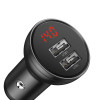 Автомобільний зарядний пристрій Baseus Digital Display Dual USB 4.8A Car Charger 24W+Three Primary Colors 3-in-1 Cable1.2M (Black)- № 3