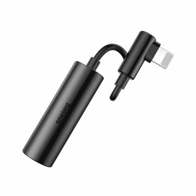 Кабель-перехiдник Baseus L42 IP Male to 3.5mm+IP Female Adapter Black - изображение 1