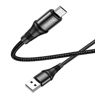 Кабель HOCO X50 USB to Micro 2.4A, 1m, nylon, aluminum connectors, Black - зображення 4