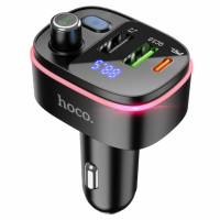 АЗП з FM-модулятором HOCO E62 Fast PD20W+QC3.0 car BT FM transmitter Black (Колір Черный) - фото № 3