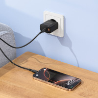 Мережевий зарядний пристрій BOROFONE BA97A Ilustre single-port PD30W charger with digital display set (C to C) (EU) Black (Цвет 7073) - фото № 8
