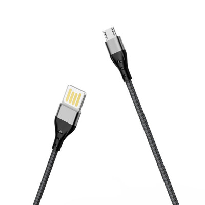 Кабель BOROFONE BU11 USB to Micro 2.4A, 1.2м, нейлон, алюминиевые разъемы, Черный (BU11MB) - изображение 1