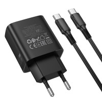 Мережевий зарядний пристрій BOROFONE BA97A Ilustre single-port PD30W charger with digital display set (C to C) (EU) Black (Цвет 7073) - фото № 6